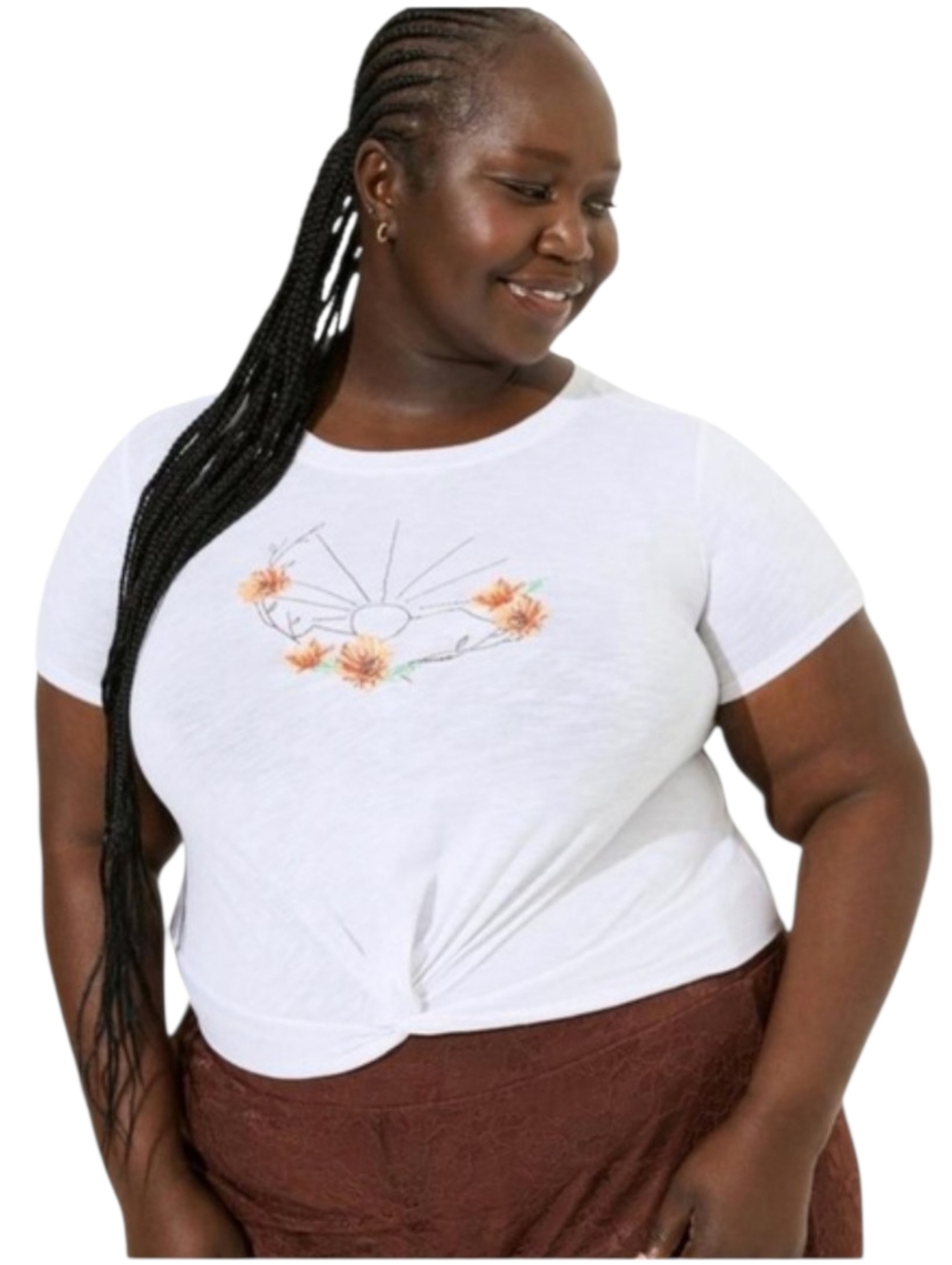 Torrid NWT Twist Front White Cropped Cactus TShirt Plus Size 2X